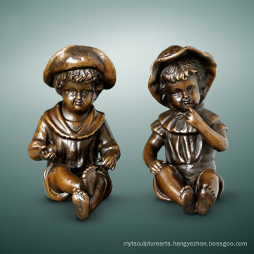 Kids Figure Statue Cute Girls Bronze Child Sculpture TPE-983/985